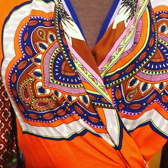 Patterned Colorful Kimono Robe Duster - Picture 4 of 8